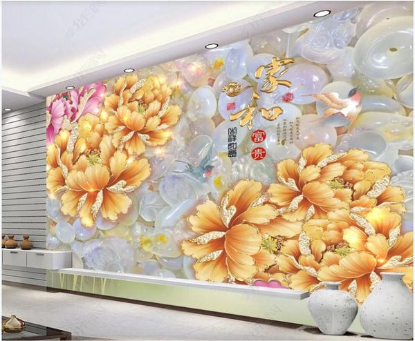 

wallpapers custom mural 3d po wallpaper on the wall peony flower jade carving living room home decor for in rolls