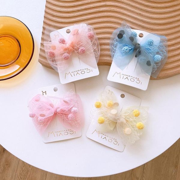 

hair accessories children net ball bow hairclips clip bb girl's hairpins kid's, Slivery;white