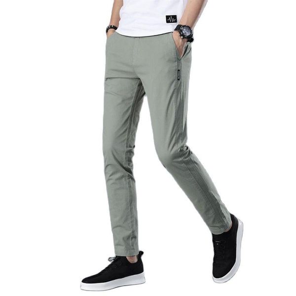 

men's pants brand men casual mens business male trousers classics mid weight straight full length fashion breathing pant %100 cotton, Black