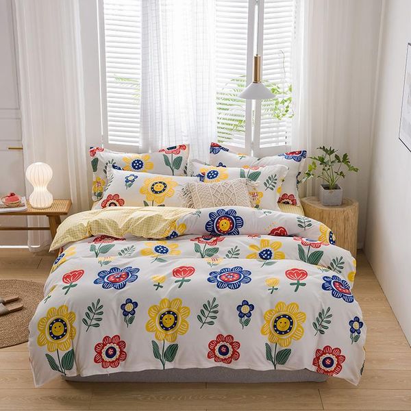 

bedding sets yellow colorful flowers kids comforter set cute cartoon fashion king  twin size bed linen duvet cover gifts