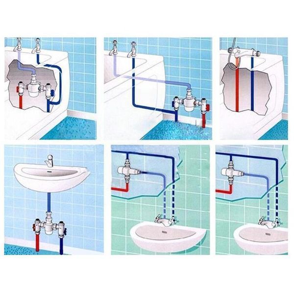 

kitchen faucets 1pcs brass g1/2 male 3 way thermostatic mixing valve temperature control shower water k8x8