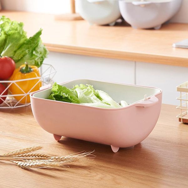 

storage bottles & jars kitche double-deck square rotary washing basin drainage basket fruit vegetable