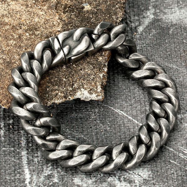 

vintage men's bracelet stainless steel curb cuban link chain bangle male women hiphop trendy wrist whole jewelry gift, Golden;silver