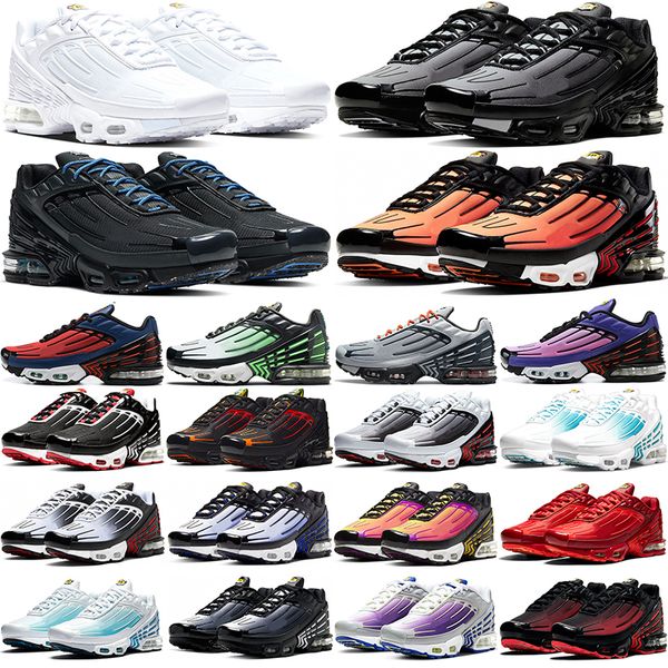 

tn plus 3 running shoes triple black white iron man wolf grey obsidian hyper blue blood orange tiger sustainable materials men women trainer