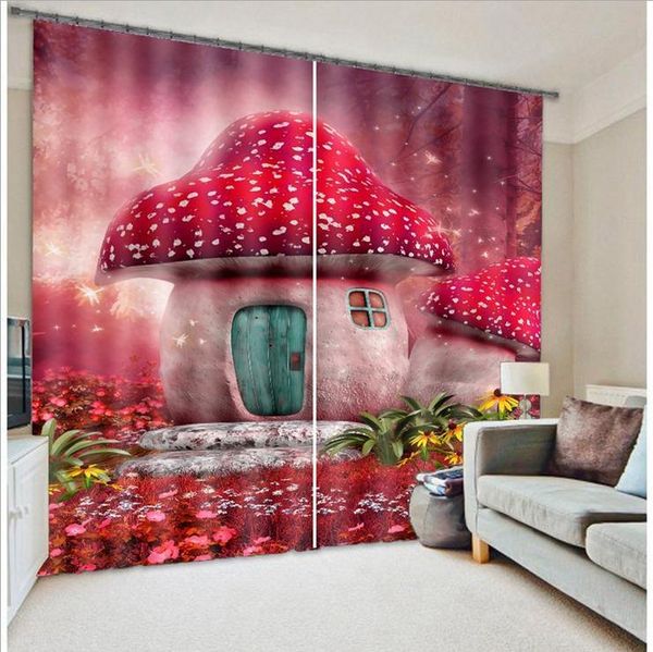 

curtain & drapes red mushroom po printing 3d for home textile luxury sunshade customize size kids bedding room