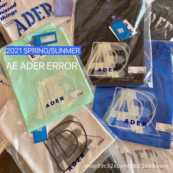 

short 21 new ader sleeve error ghosting embroidery stereo ink letters loose couple tshirt, Gray