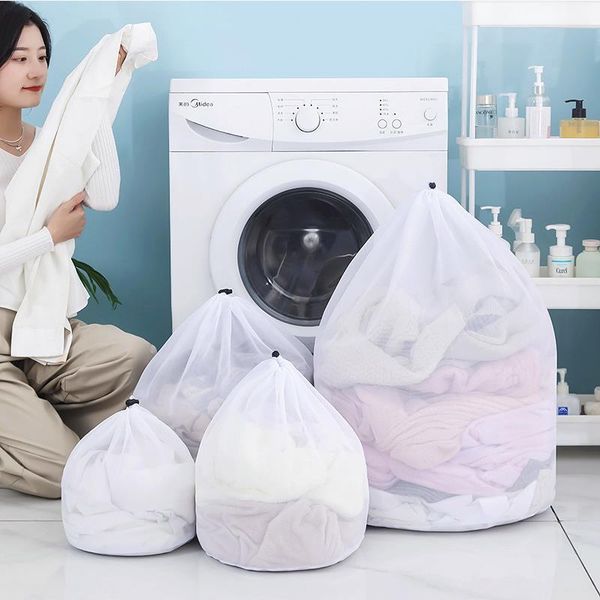 

laundry bags washing machine dirty bag soft and hard clothes wash household polyester mesh basket drawstring