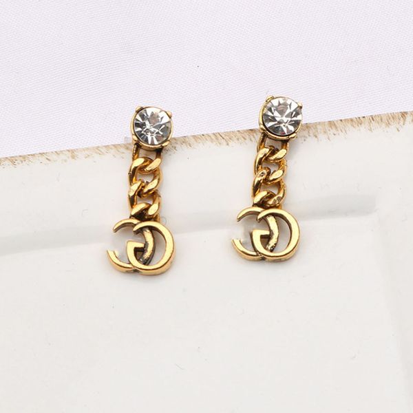 

earrings gujia ins designer fashion chain double g earrings exaggerate cool style earrings, Golden