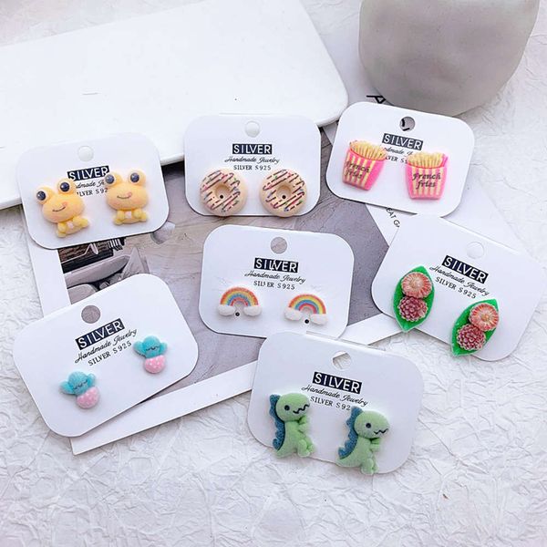 

resin cute cartoon little dinosaur flocking earrings simple female xiaoqing