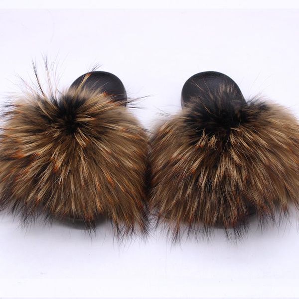 

real fur slippers women home fluffy sliders comfort furry summer flats sweet ladies shoes female indoor flip flops, Black