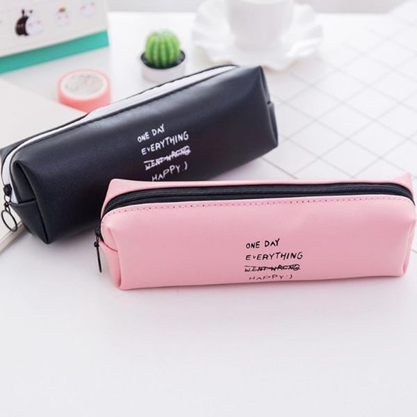 

pencil bags simple letter pu school box pencilcase bag supplies stationery