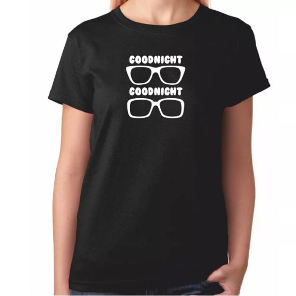 

Ladies - The Two 2 Ronnies Tshirt - GOODNIGHT From Me GLASSES - Ronnie Corbett, White;black