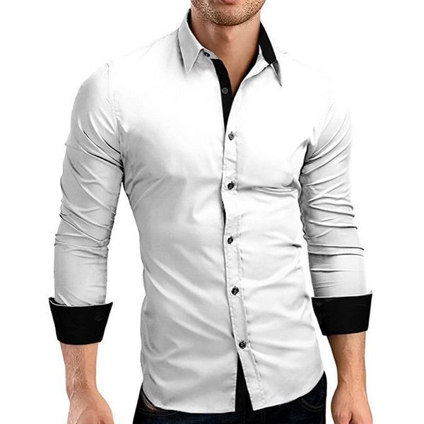 

men's dress shirts adisputent long sleeve business shirt double collar season fashion party office work slim 2021, White;black