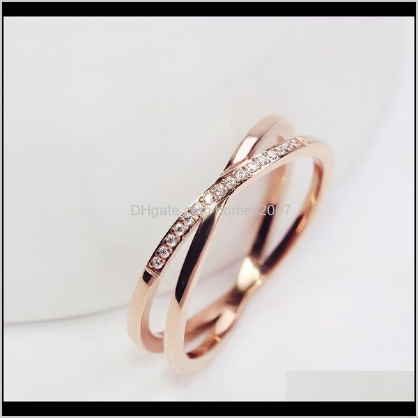 

rings jewelrycharm cross micro-set white zircon gold/rosegold/sier-color ring titanium-steel women fashion jewelry engagement birthday gift, Slivery;golden