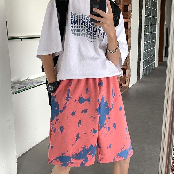 

men's shorts summer thin drawstring fashion casual men streetwear loose hip-hop tie-dye mens beach m-3xl, White;black