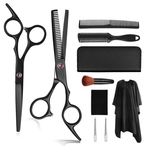 

hair scissors salon professional cutting black stainless steel barber shears tool kits for women 6 inches 11pcs