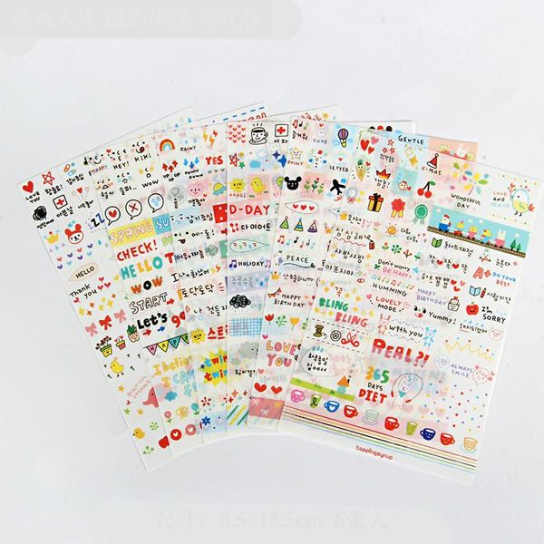 

gift wrap 6pcs/set colorful travel diary sticker po pvc scrapbook decor stickers diy card scrapbooking