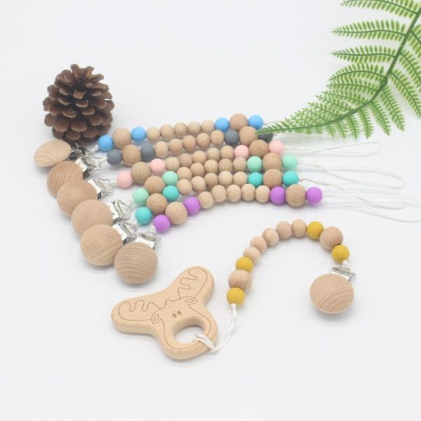 

pacifiers# baby nipple chain chew dummy clip soother chains teething toy beech beads silicone pacifier holder anti-dropping