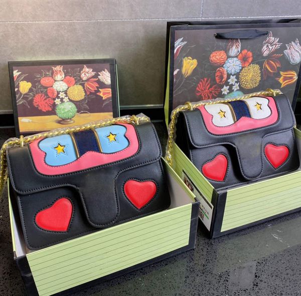 

luxurys women crossbdybag heart embossing letters chain bags valentine's day edition 2 colors with box