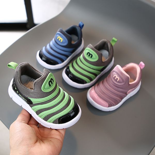 

2021 autumn baby girls boys casual shoes infant toddler shoes breathable non-slip soft bottom elastic fabric kids children shoes, Black;grey