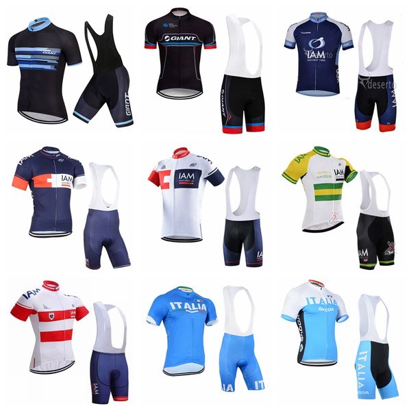 GIANT IAM ITALY Radfahren Kurzarm-Trikot, Trägerhosen-Sets, atmungsaktive Sport-Uniform für Herren, Fahrradbekleidung, Fahrrad-Outfits, Y21032009