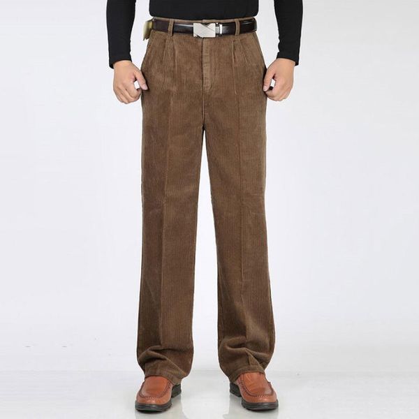 

men's winter casual cotton corduroy high waist loose thick pants size 30-44 46, Blue