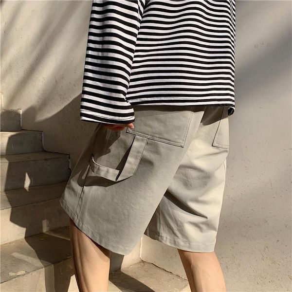 

summer korean personality labeling casual shorts men camouflage punk style high street cotton men's, White;black