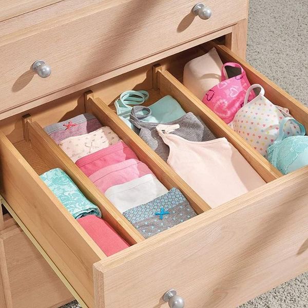 

storage drawers bamboo drawer dividers, spring loaded adjustable separators, use for kitchen, bathroom, bedroom, dresser & office