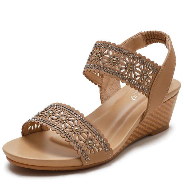 

women sandals office lady style sandalias mujer 2021 summer woman shoes plus size 42 soft-soled wedges sapatos das mulheres, Black