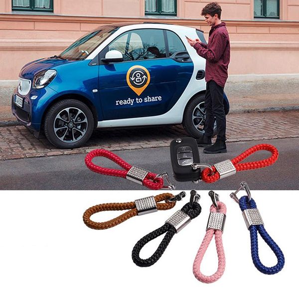 

keychains car leather diamond woven keychain remote key ring for smart 450 451 453 fortwo forfour accessories bling styling, Silver