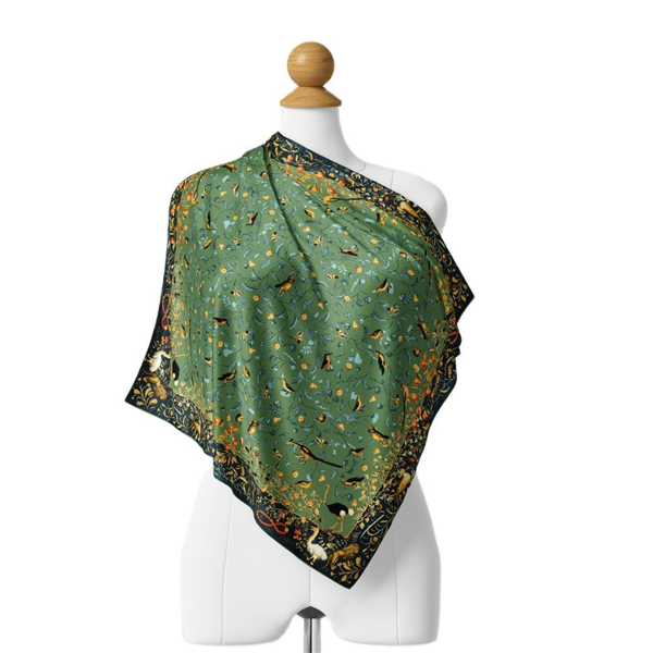 

scarves luxurytwill scarf 53*53cm silk headband for women bird printed hair female square wraps small lady, Blue;gray