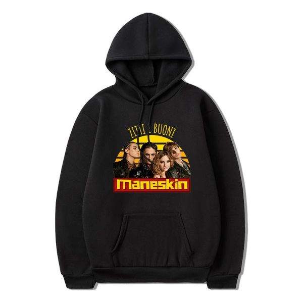 

men's hoodies & sweatshirts maneskin harajuku sweatshirt italian singer hoodie men streetwear casual oversize pullovers clothes, Black
