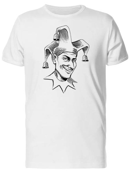 

happy smiling jester sketch men's tee -image by shutterstock, White;black