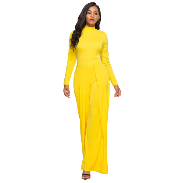 

women's jumpsuits & rompers spring jumpsuit european american fashion round neck plus size long sleeve summer loose wide leg, Black;white