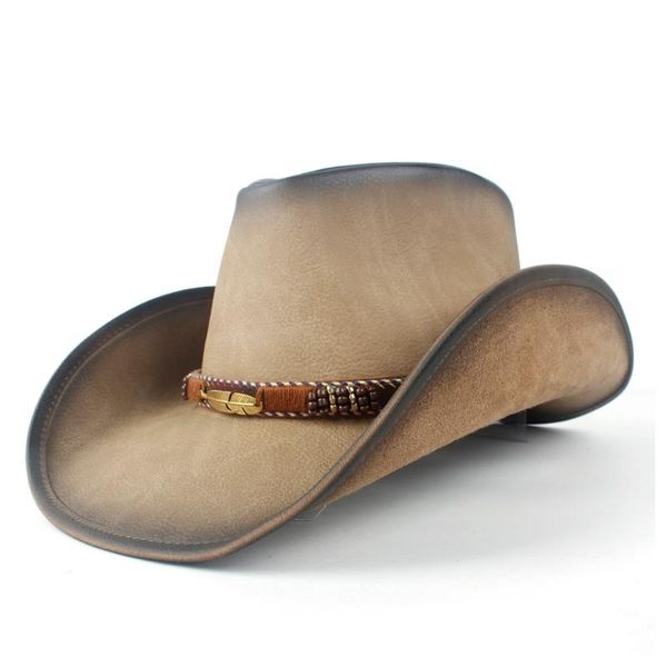 

cloches fashion western cowboy hat for women men leather sombrero hombre jazz caps, Blue;gray