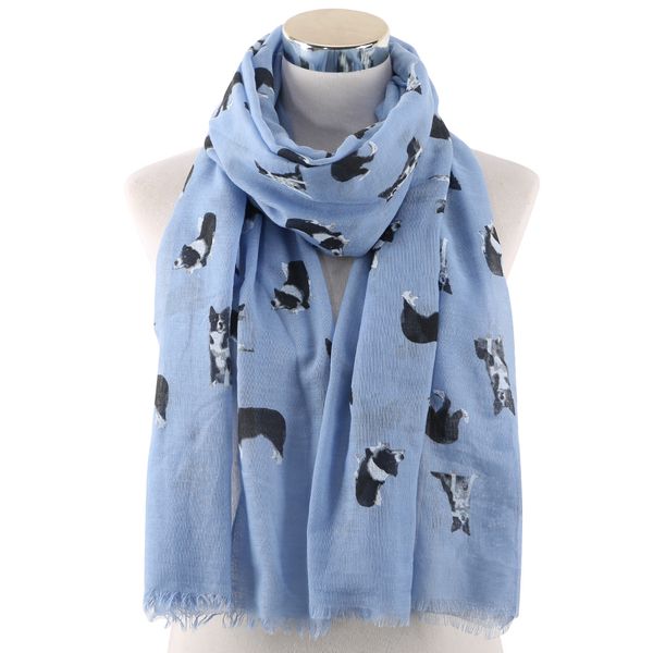 

olome fashion cute dog scarf women hijab white black animal print scarves shawl foulard stoles ladies hijab, Blue;gray