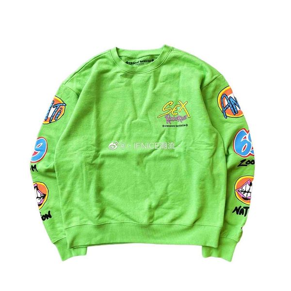 

designer crocin records green graffiti crew neck sweater, Black