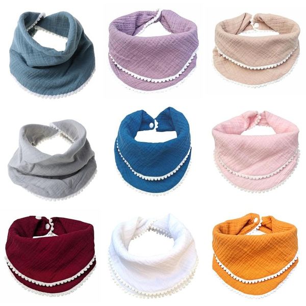 

born baby bibs cotton tassel saliva feeding towel double layer triangle scarf bandana bib for boys girls qx2d & burp cloths