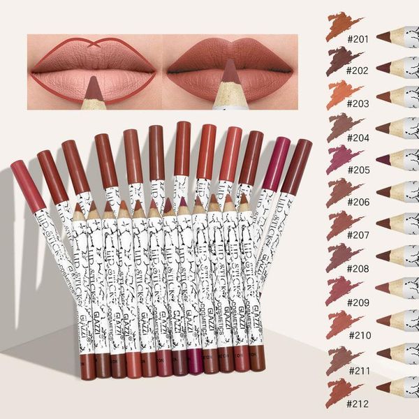 

lip gloss lipstick pen liner combo set matte pencil 12 colors