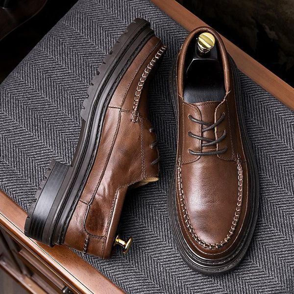 

british business derby shoes men's high rise all leather casual in 2021 dress, Black