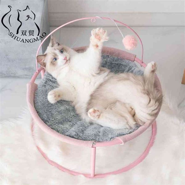 Shuangmao Cat Cama Casa Pet Pequeno Cats Hammock Camas Esteira Para Janela Gatinho Espreguiçadeiro Ninho Indoor Kennel Sleepy Cachorrinho Almofada 210722