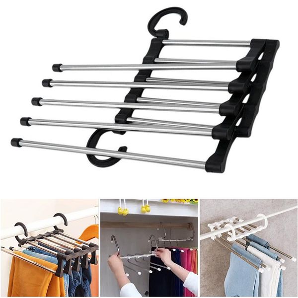 

hangers & racks for clothes multifunctional pants rack 5 in 1 retractable stainless steel hanger home traveling easy installation