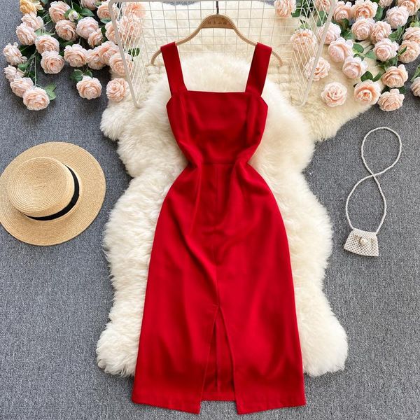 

casual dresses women 2021 fashion summer sleeveless solid color work ol dress elegant clothes vestidos de mujer t078, Black;gray