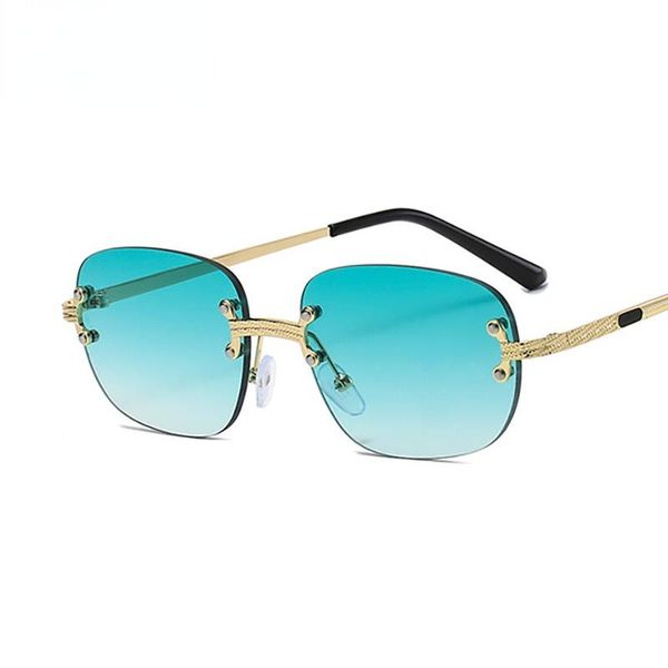 

sunglasses rimless rectangle women glasses retro sunglass female designer eyewear gradient shades uv400 sun glass, White;black