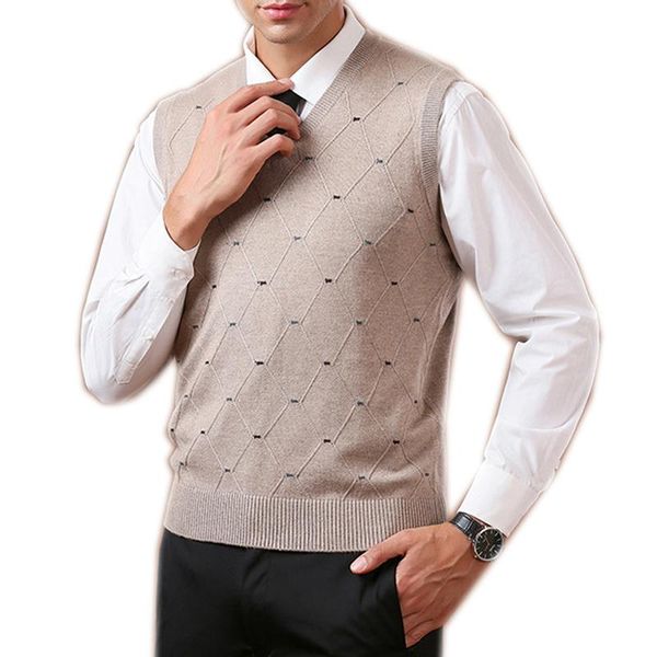 

men's vests mens wool knit jumpers tank sweater pullover sleeveless v neck dots england casual fashion basic for autumn winter a0623101, Black;white