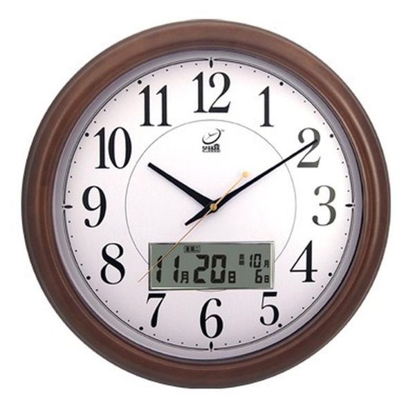

solid wood clock hanging living room mute office pocket watch calendar quartz loudspeaker wall clocks