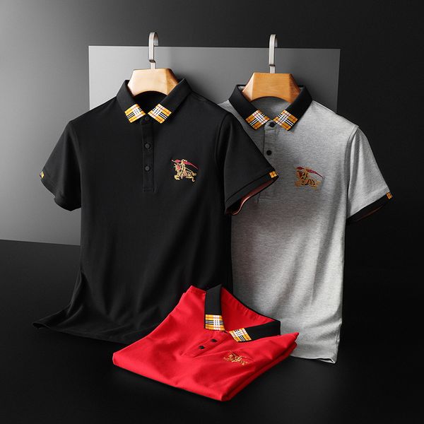 

fashion t shirts 2021 summer men's short sleeve mercerized cotton lapel polo shirt embroidery large wear, White;black
