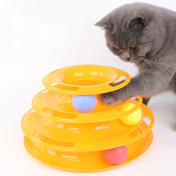 

cat toys intelligence three levels pet toy tower tracks disc 1pcs funny amusement