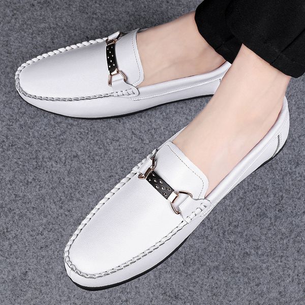 

mens leather shoes business leisure youth black soft bottom tide shoes leather trend korean version of joker lazy shoes
