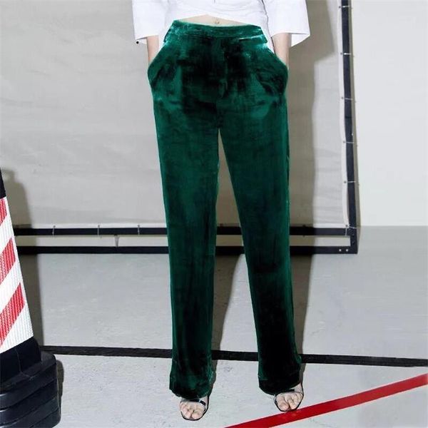 

autumn spring gold velvet womens capri elastic waist casual velour solid trousers straight slim big size 7xl, Black;white